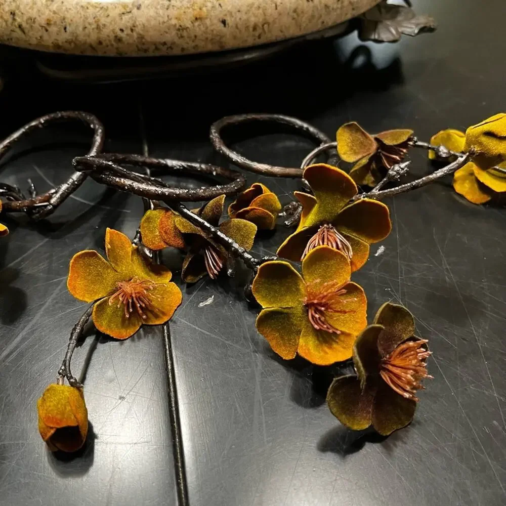 NEW Z Gallerie Twigs Flowers Fall Dining Table Napkin Rings Holders Set 4 NWOT